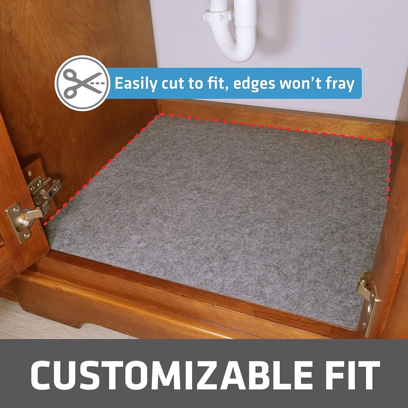 Dry Mate Premium XL Under Sink Mat, Waterproof Cabinet Protection Mats for Kitchen & Bathroom, Absorbent Shelf Liners, Slip-Resistant, Non-Adhesive, Machine Washable (USA Made)(24”x59”)(Light Grey) - Image 3
